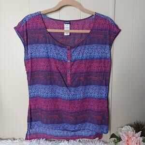 Patagonia Womens Tank Top Sleeveless Size 6 Cotton Purple Multicolor Blouse